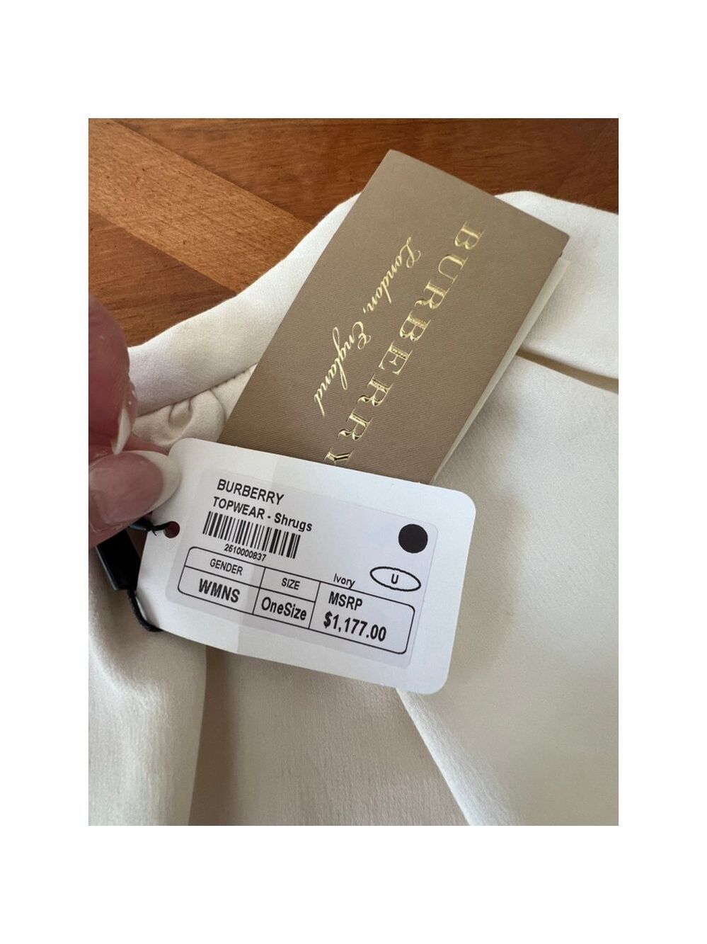 NWT Women's Burberry Ivory OneSize Shrug - Picture 3 of 5